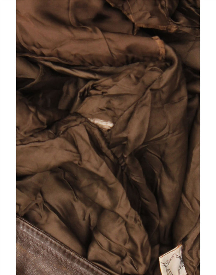 VINTAGE Veste en cuir militaire pour homme IT 50 Large Marron