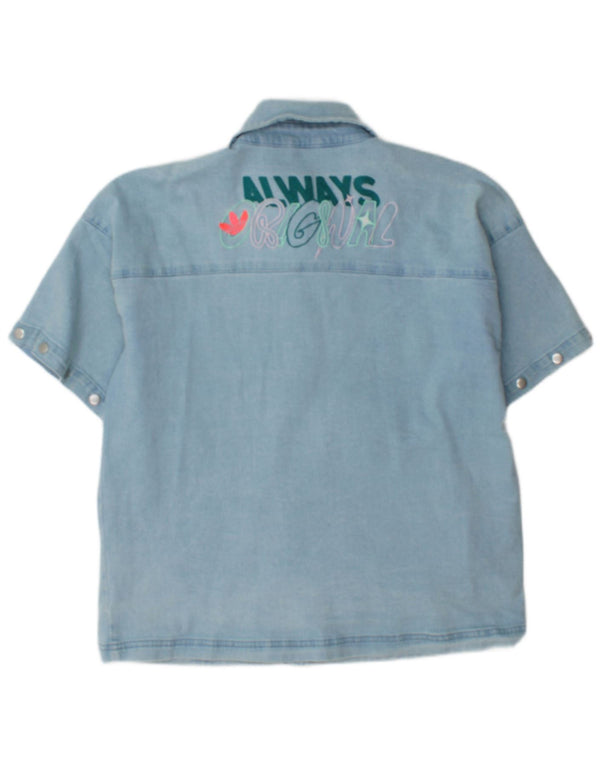 Adidas Mens Graphic Short Sleeve Denim Shirt Medium Blue