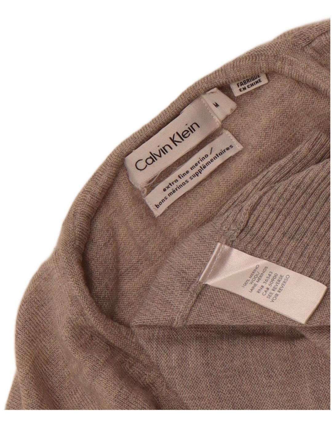 Calvin Klein Pull Col V Homme Gris Moyen Laine Mérinos