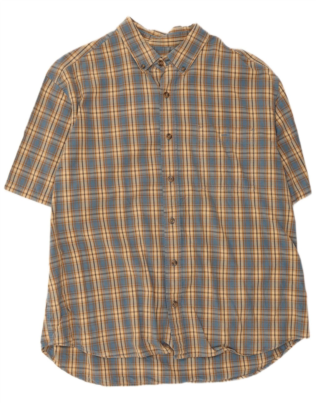 EDDIE BAUER Chemise à manches courtes pour hommes XL Bleu à carreaux en coton