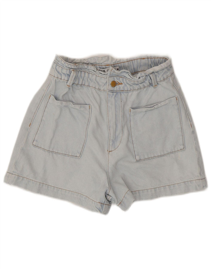 Zara Short en jean pour femme EU 38 Small W28 Bleu