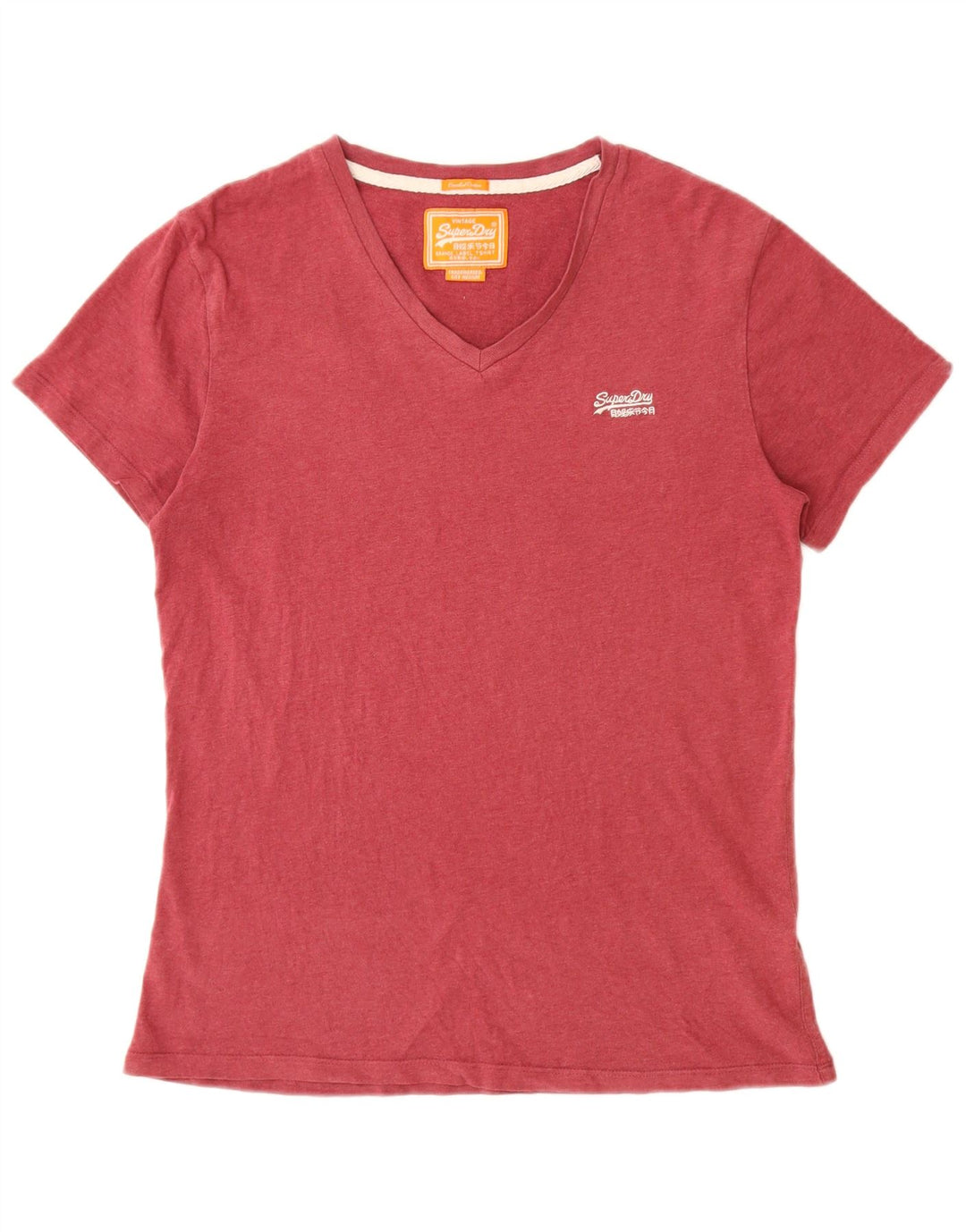 SUPERDRY T-Shirt Femme Top UK 14 Coton Bordeaux Moyen