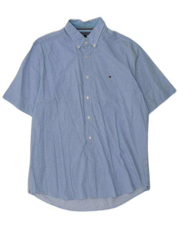 Tommy Hilfiger Chemise à manches courtes New York Fit pour homme, grand, bleu à pois