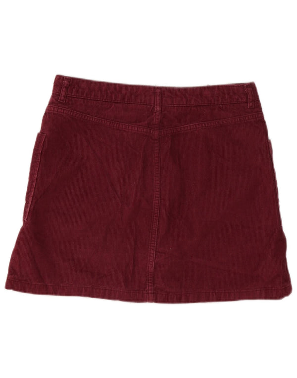 Topshop Femme Moto Mini Jupe En Velours Côtelé UK 12 Moyen W32 Coton Bordeaux