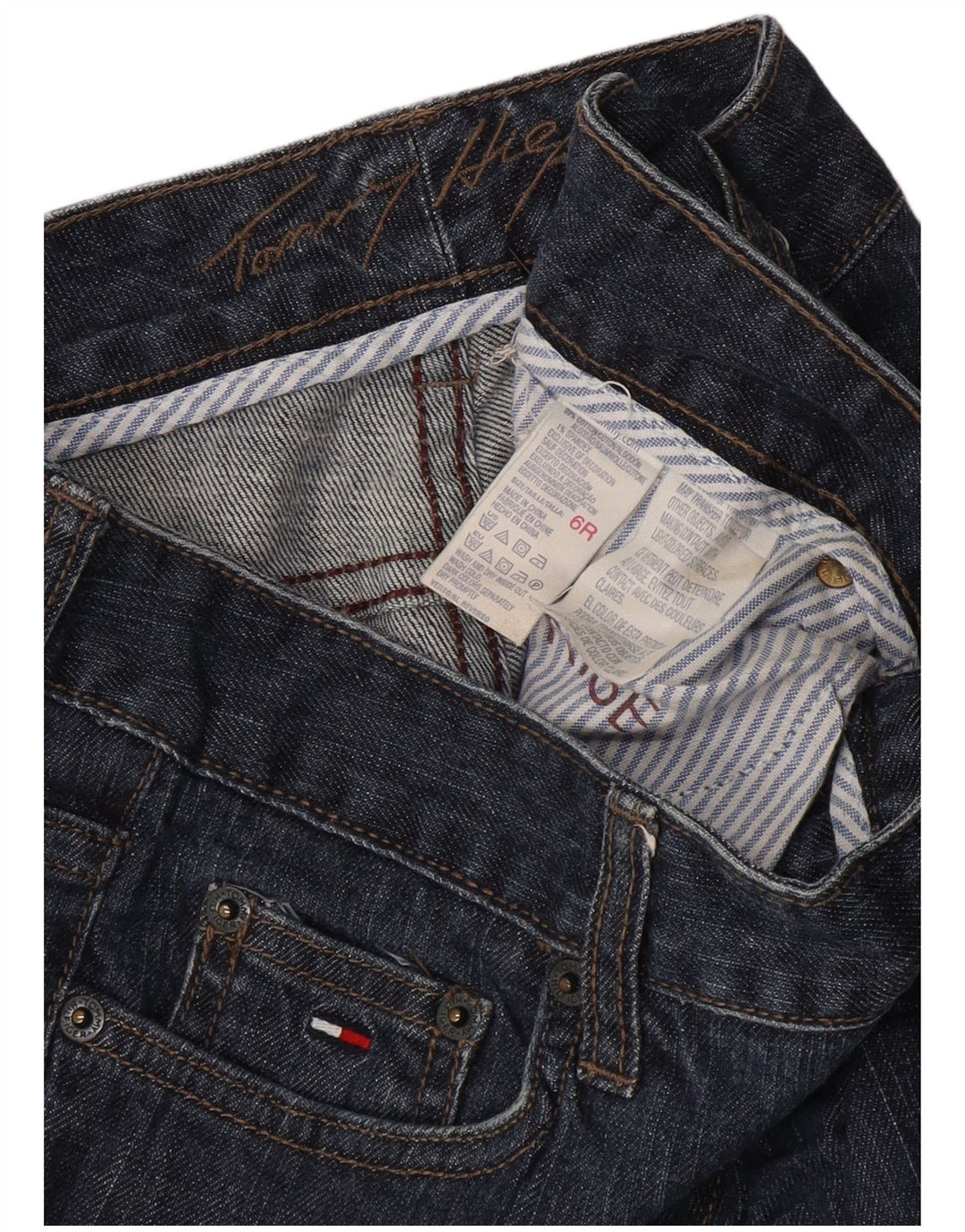 TOMMY HILFIGER Jean Bootcut Femme US 6 Moyen W30 L26 Bleu Marine Coton