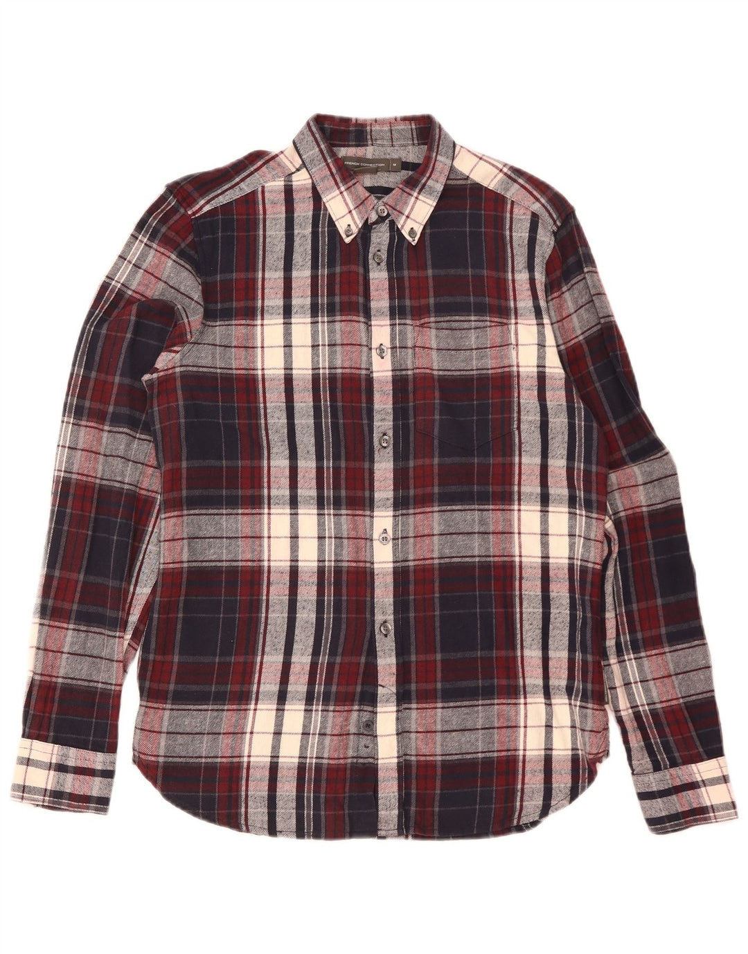 French Connection Chemise en Flanelle Homme en Coton à Carreaux Bordeaux Moyen