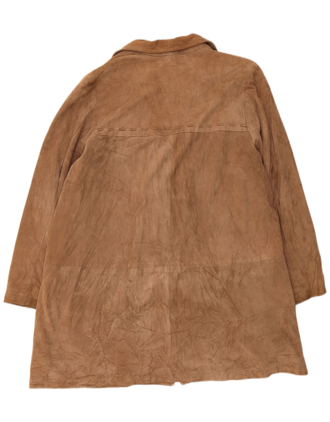 vintage Femme Suède Pardessus UK 14 Cuir Beige Moyen