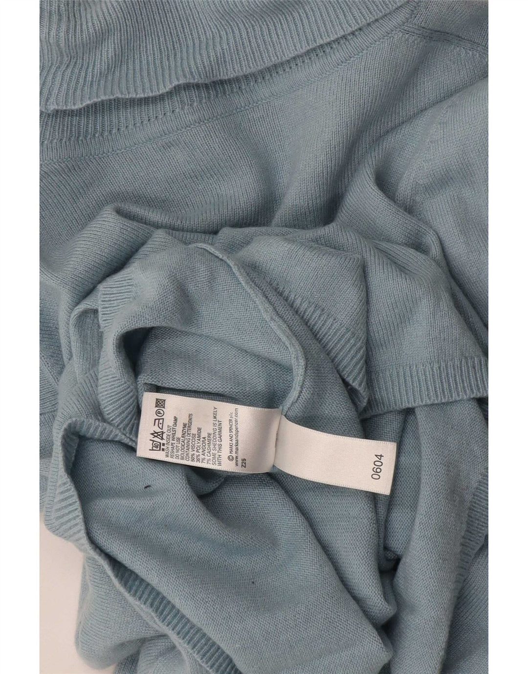 Marks & Spencer Pull col roulé pour femme UK 14 Bleu moyen Viscose