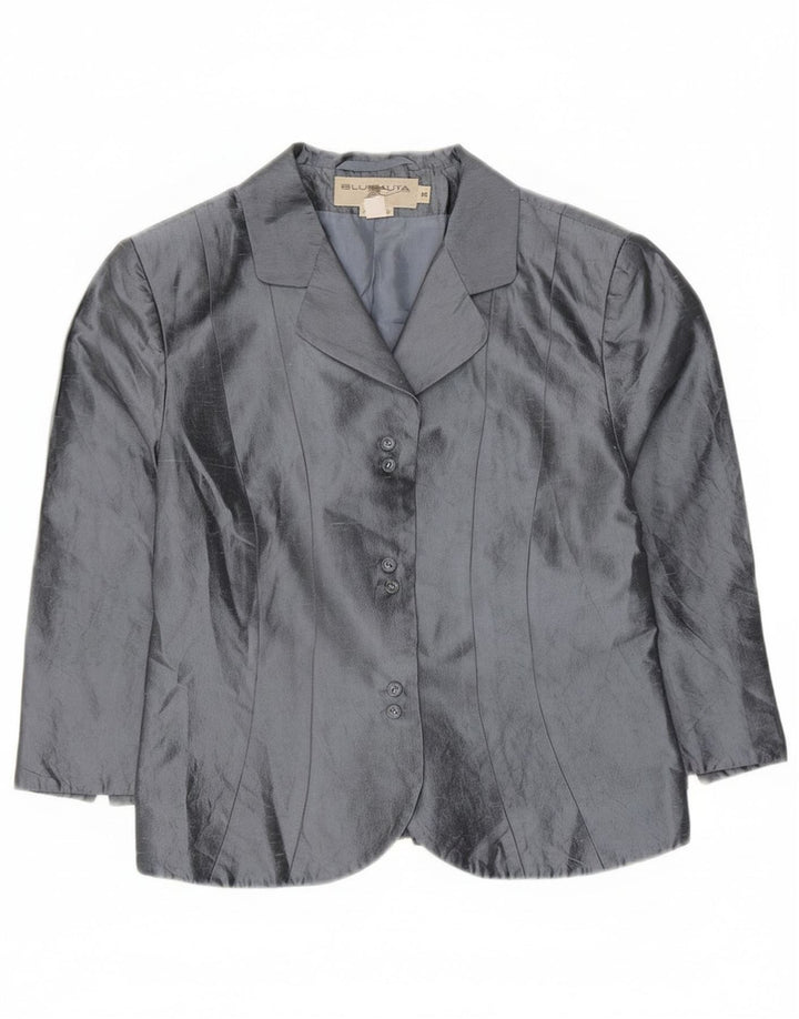 Blunauta Veste blazer courte à 6 boutons pour femme IT 42 Gris moyen en soie