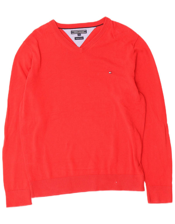 Tommy Hilfiger Pull Col V Homme Rouge Moyen Coton