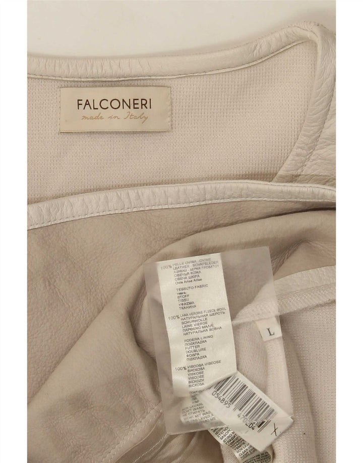 Falconeri Veste en cuir pour femme UK 14 Large Beige