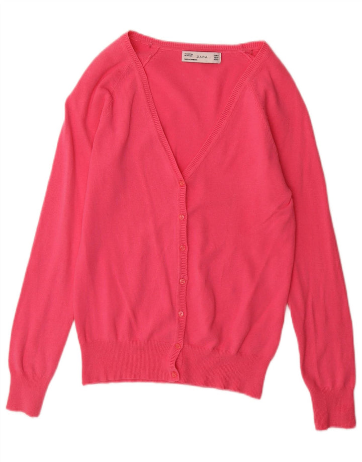 Zara Cardigan Femme Pull UK 12 Coton Rose Moyen