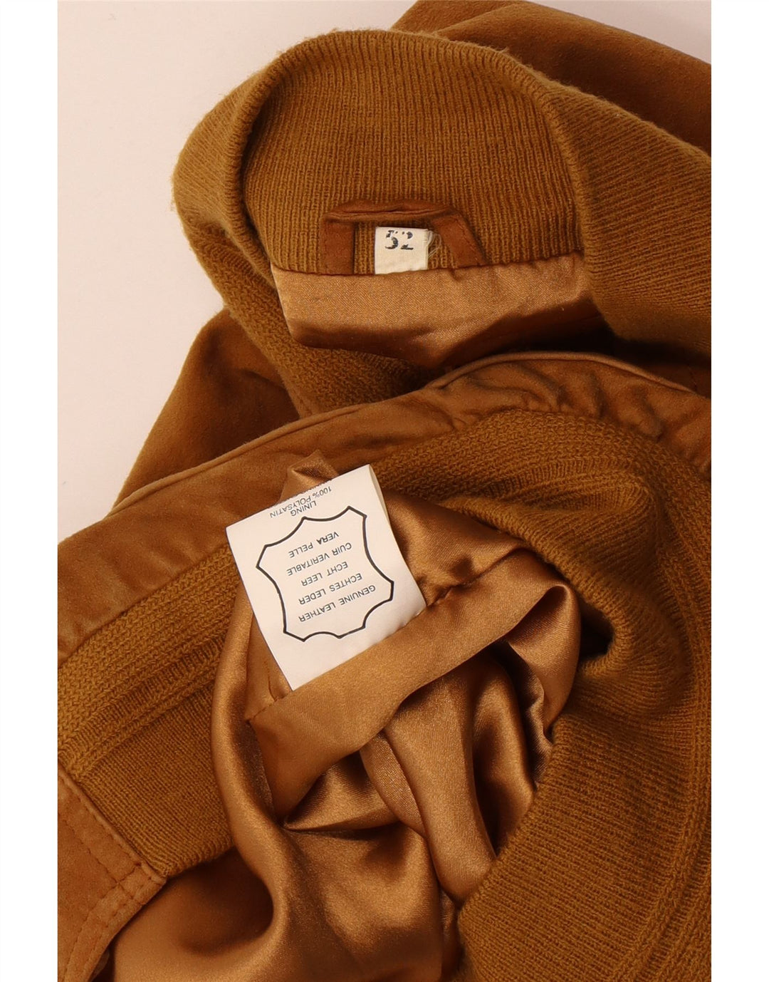 Veste Bomber En Daim Vintage Homme IT 52 XL Cuir Marron