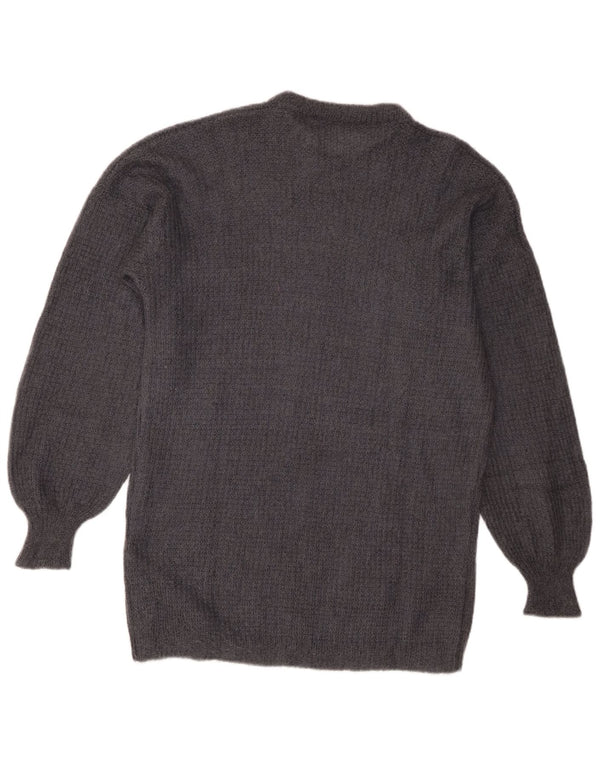 vintage Womens Crew Neck Jumper Pull UK 16 Grand Gris