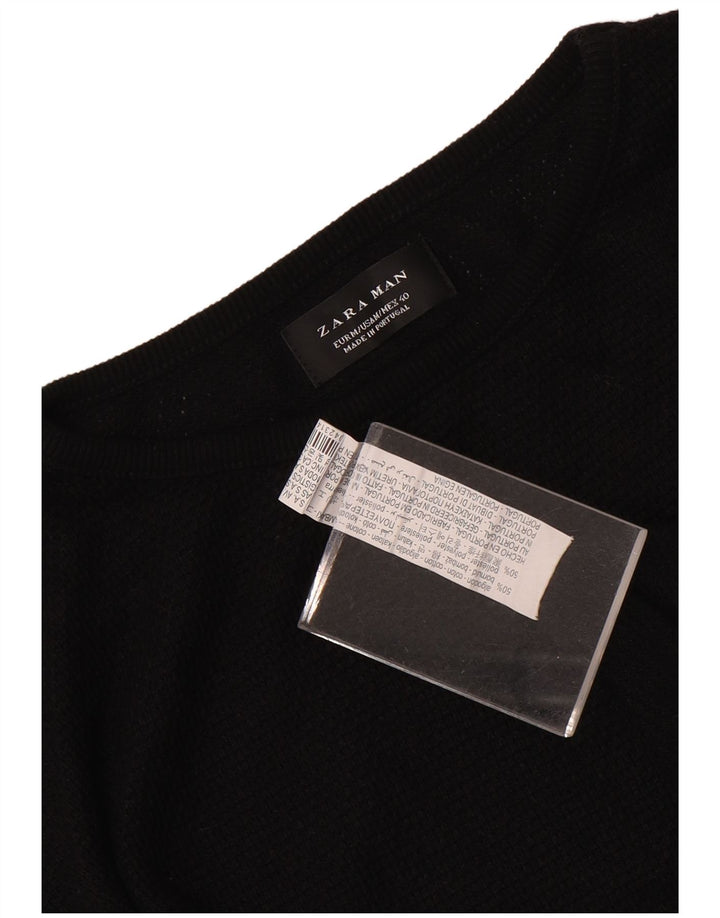 Zara Pull à col rond pour homme en coton noir moyen