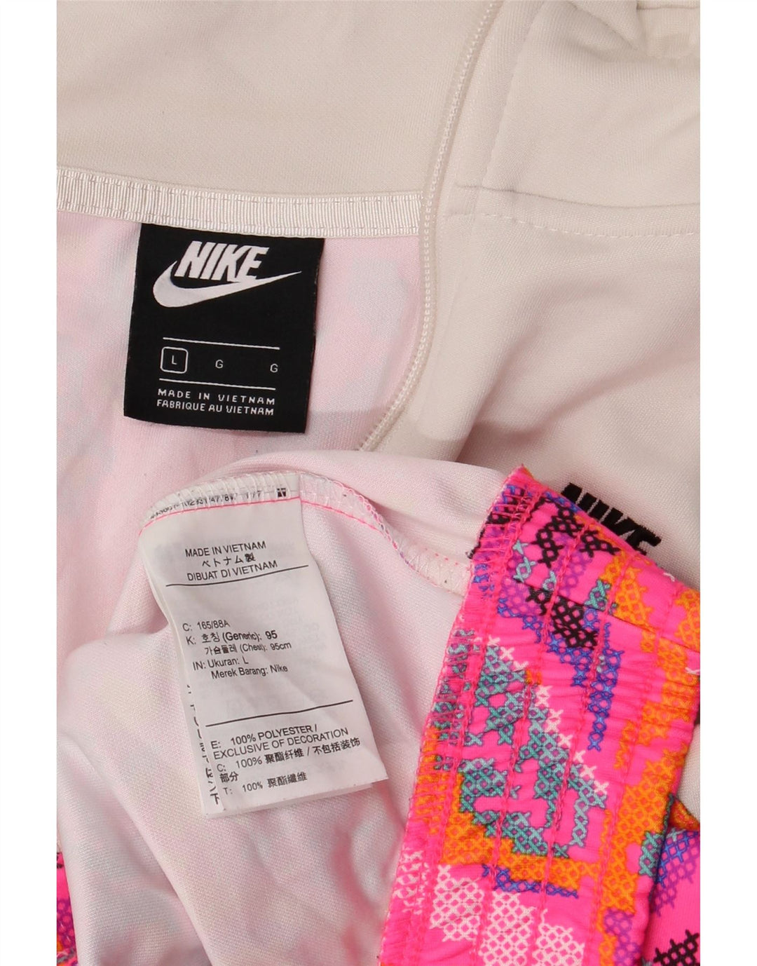 Nike Femme Crop Survêtement Top Veste UK 16 Grand Rose Géométrique Polyester