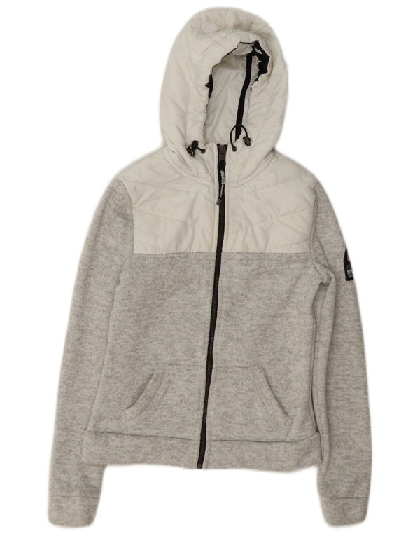 Superdry Veste de survêtement à capuche pour femme UK 6 XS Gris Colorblock