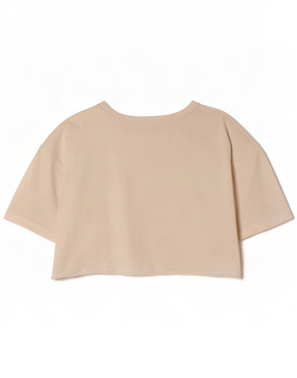 Zara Womens Crop T-Shirt Top UK 14 Coton Blanc Moyen