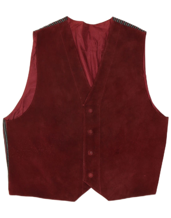 gilet en daim homme vintage XL Bordeaux