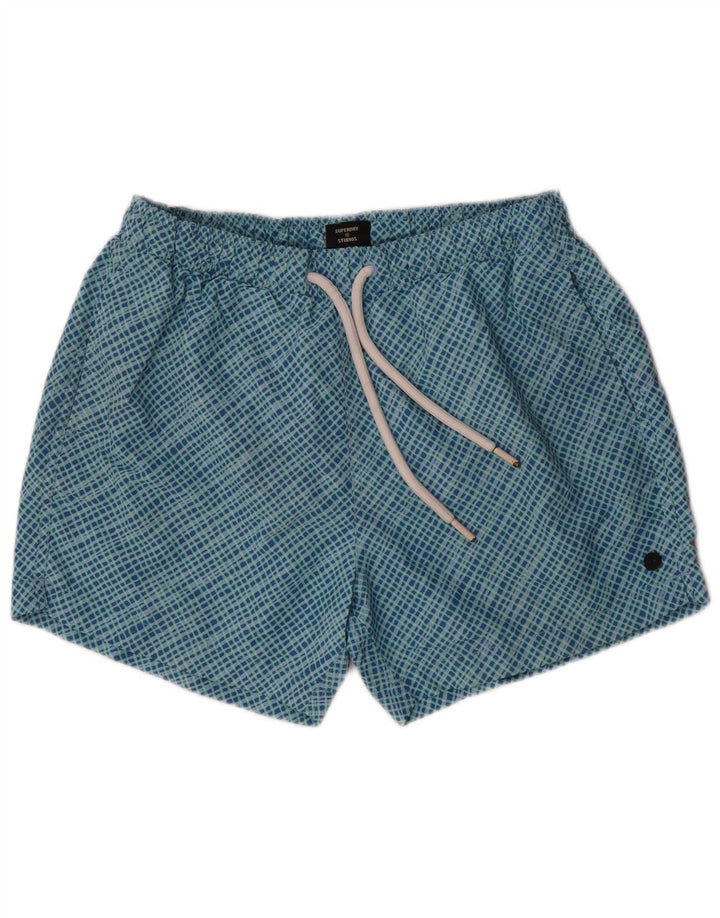 Superdry Short de Bain Homme Grand Carreau Bleu Polyester