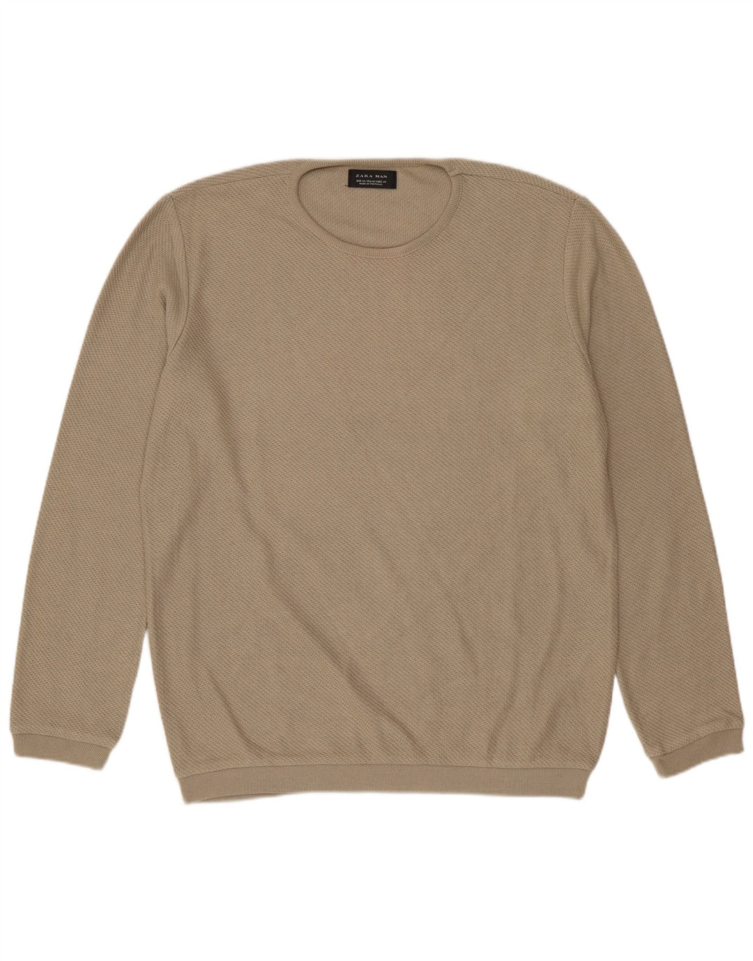 ZARA Pull à col rond pour homme en polyester beige moyen