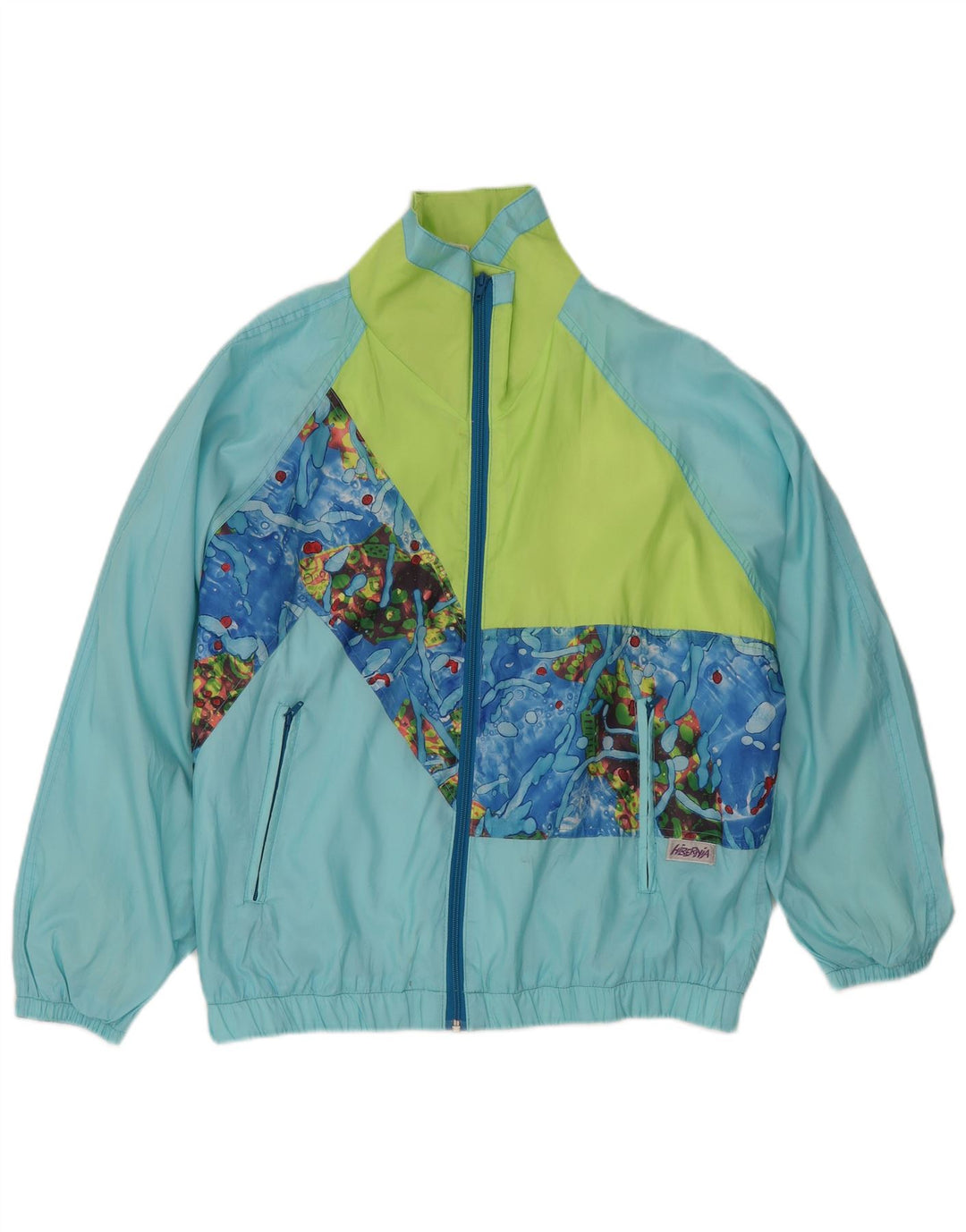 Veste de pluie à motif abstrait femme vintage IT 40/42 Bleu moyen