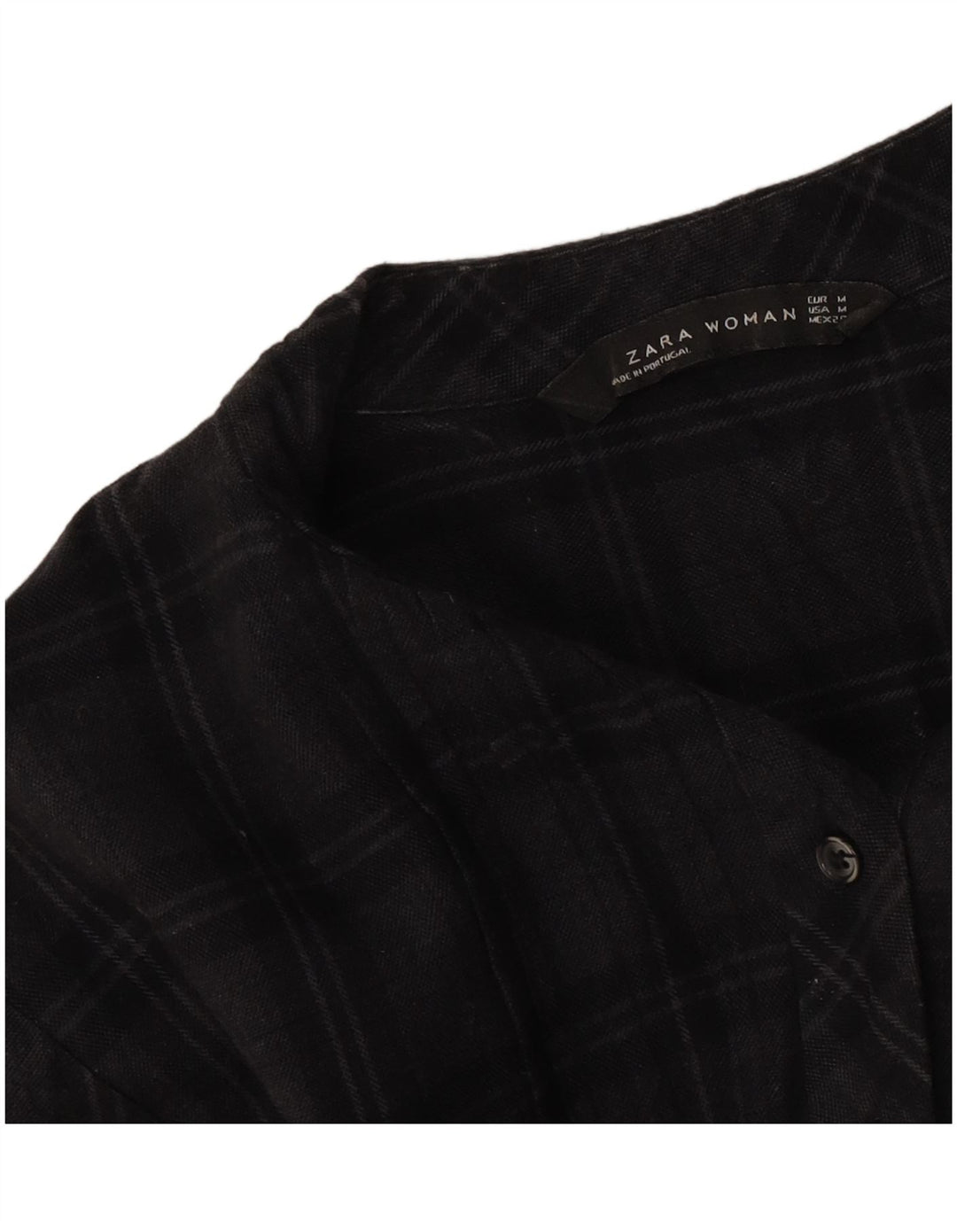 Zara Robe droite à manches longues pour femme UK 44 Gris moyen à carreaux