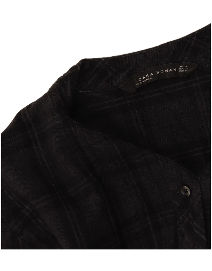 Zara Robe droite à manches longues pour femme UK 44 Gris moyen à carreaux