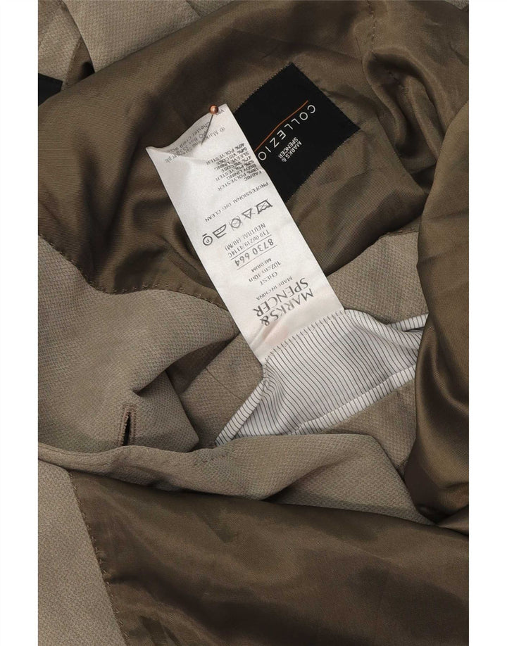 Marks & Spencer Veste blazer à 2 boutons pour homme UK 40 Beige moyen Polyester