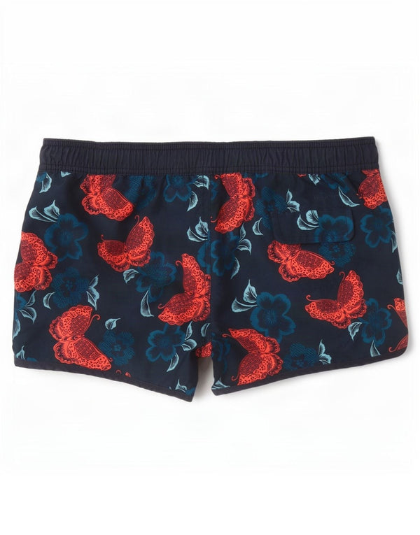 Fat Face Womens Swimming Shorts UK 12 Medium Navy Blue Floral Polyester