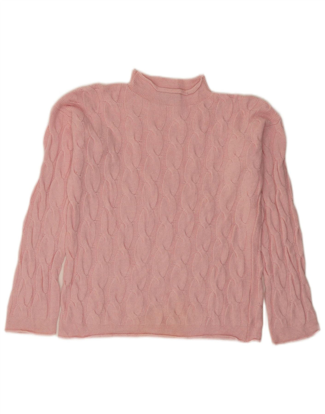 BENETTON Pull col roulé pour femme UK 10 Petit Rose Polyamide
