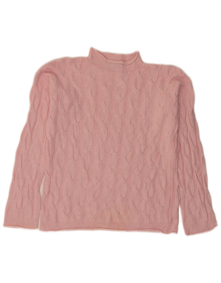 BENETTON Pull col roulé pour femme UK 10 Petit Rose Polyamide