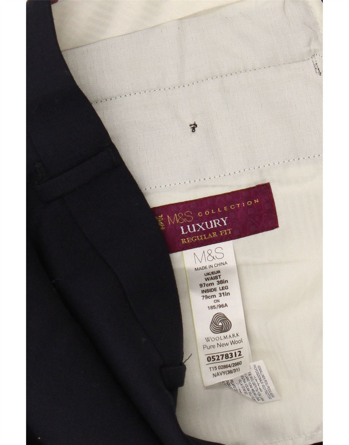 Marks & Spencer Pantalon de costume coupe classique pour homme W38 L31 en laine bleu marine