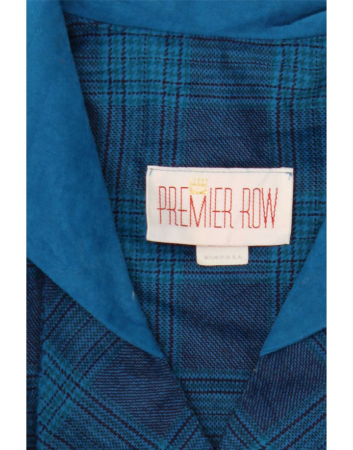 vintage Femmes Double Breasted Shift Robe UK 14 Moyen Bleu Check