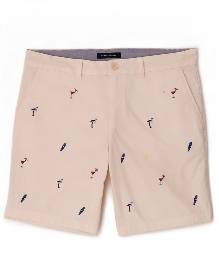 Tommy Hilfiger Short Chino Graphique W31 Homme Blanc Moyen