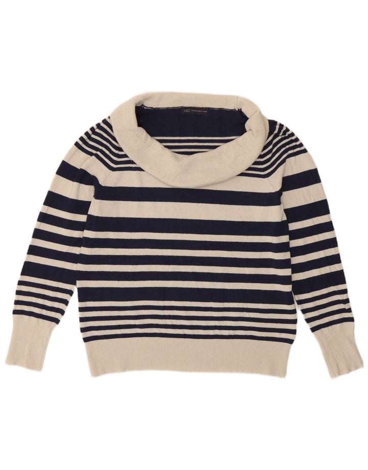Marks & Spencer Pull col roulé pour femme UK 14 Large Bleu marine