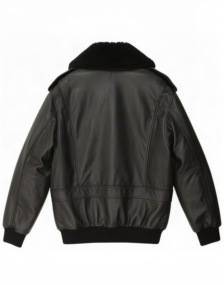 Redskins Veste en cuir militaire pour homme UK 36 Small Noir