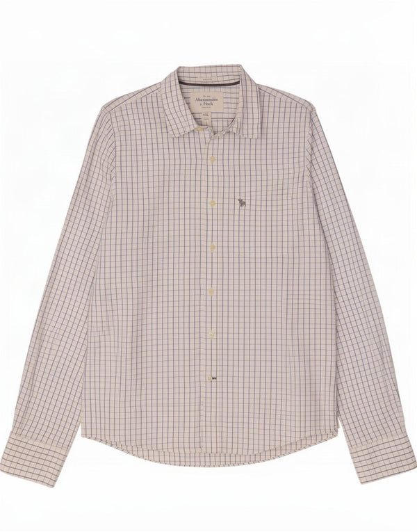 Abercrombie & Fitch Chemise musclée pour homme 2XL en coton à carreaux blancs