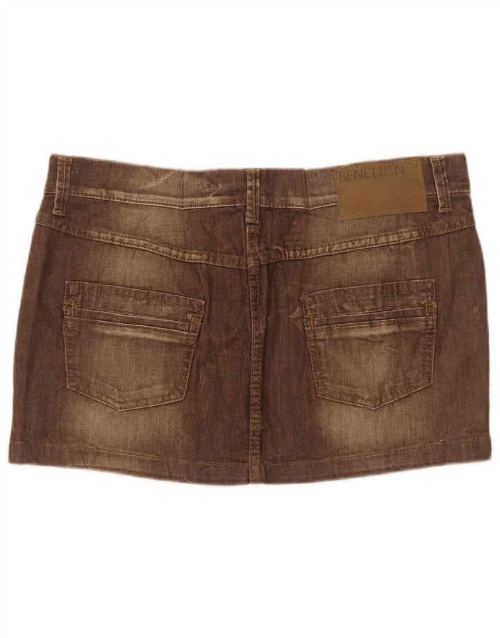 Benetton Femme Taille Basse Mini Jupe En Jean W31 Marron Moyen