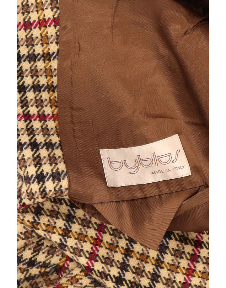 BYBLOS Veste Blazer 2 Boutons Homme IT 52 XL Beige Pied-de-Poule Laine