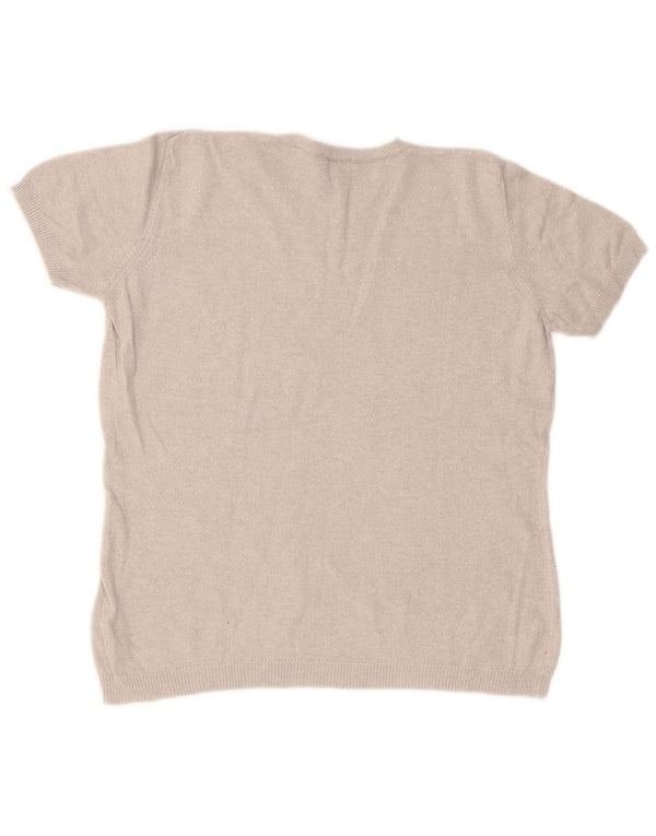 Zara Pull à manches courtes et col rond pour femme UK 16 Large Rayonne Grise