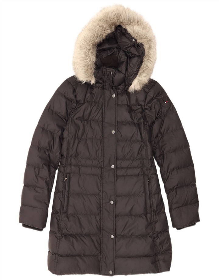 Tommy Hilfiger Manteau matelassé surdimensionné à capuche pour femme UK 6 XS Noir Polyester