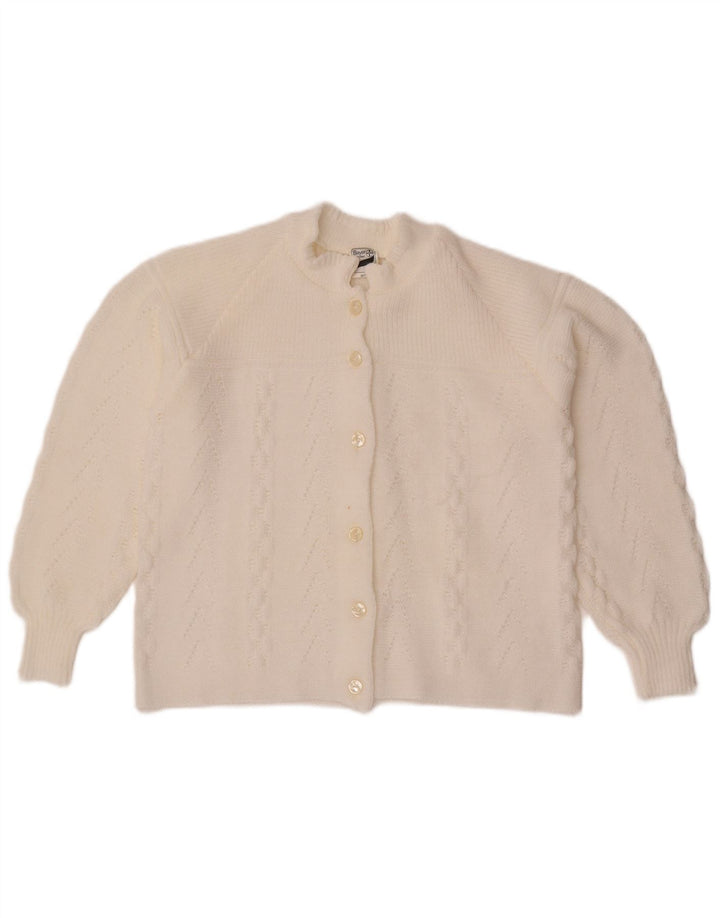 Bayer Womens Crop Cardigan Sweater UK 8 Petit Blanc Polyacrylique