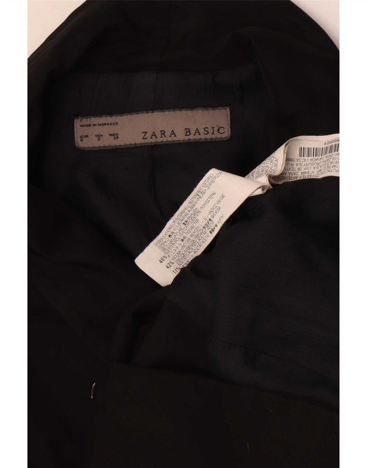 Zara Femme 1 Bouton Blazer Veste UK 10 Petit Noir Polyester