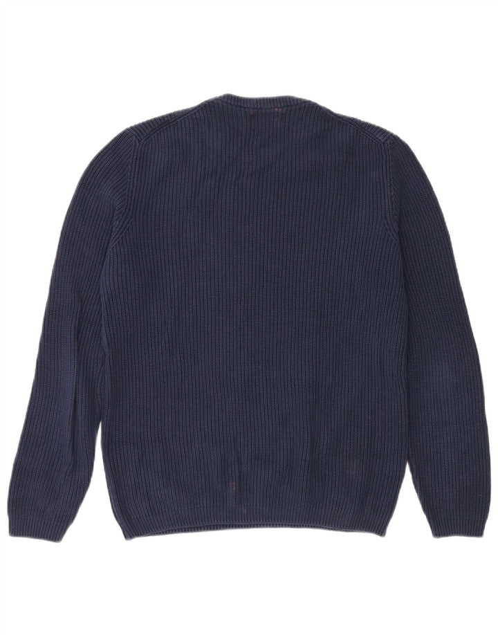 ZARA Pull à col rond pour homme en coton bleu marine moyen