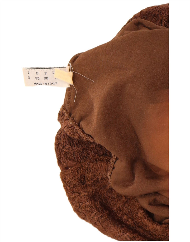 vintage Femme Manches Longues Body UK 12 Medium Brown Polyamide