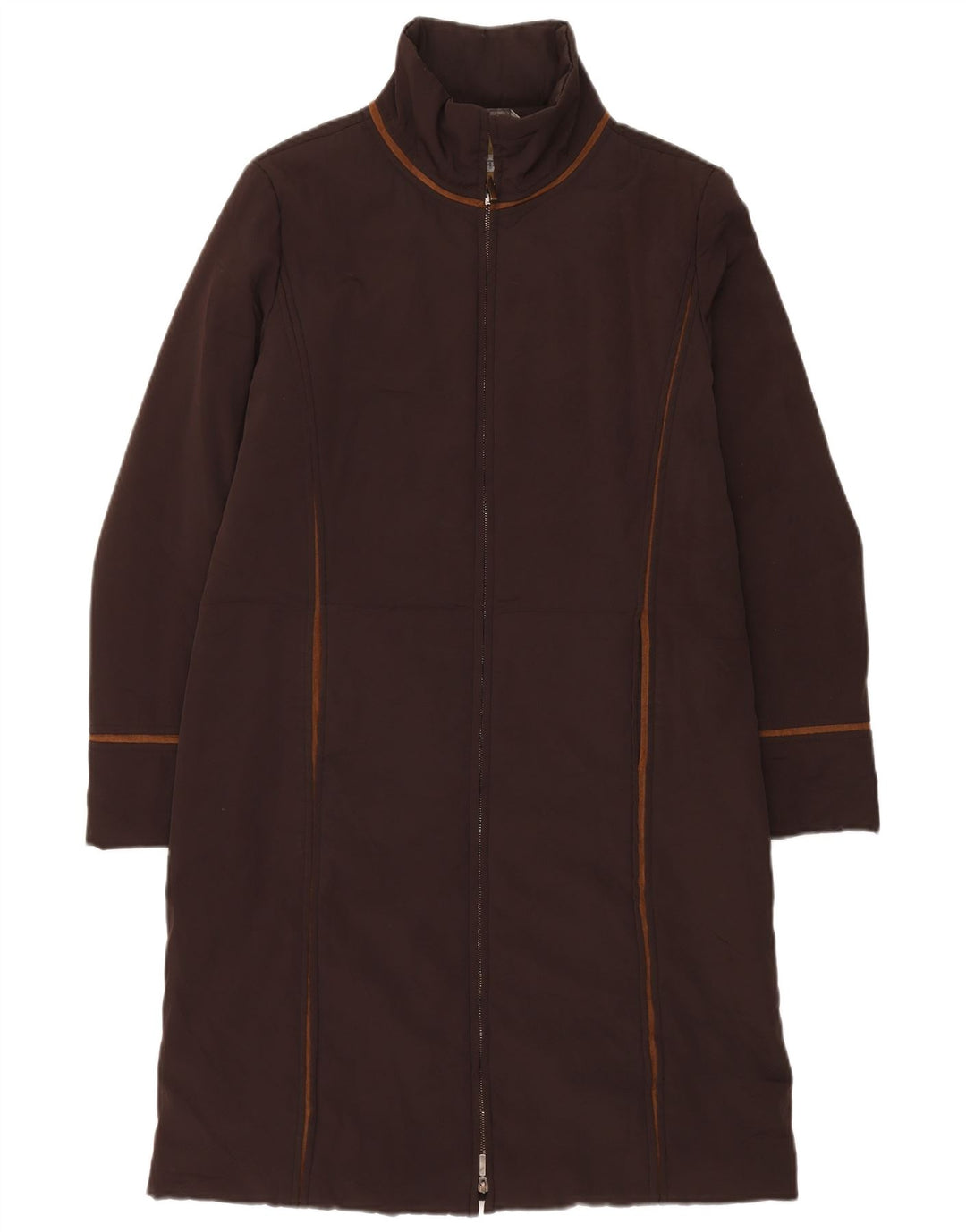 Sportmax Manteau rembourré coupe régulière pour femme UK 14 Large Marron Polyester