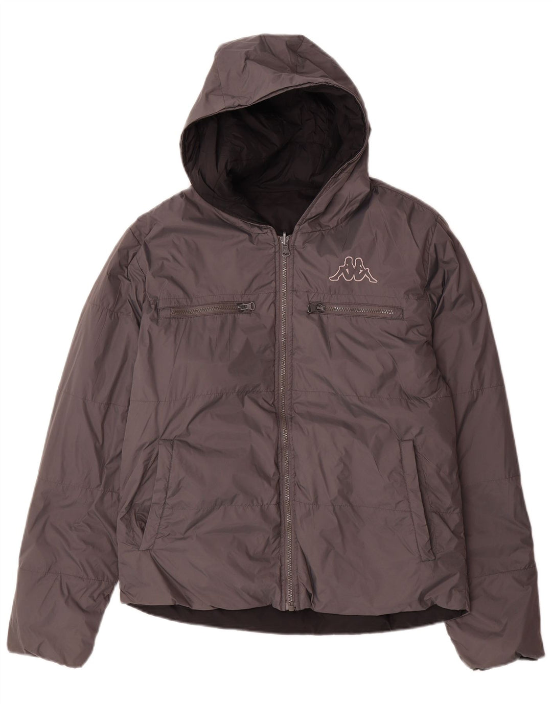 Kappa Veste matelassée réversible à capuche pour femme UK 14 Nylon gris moyen