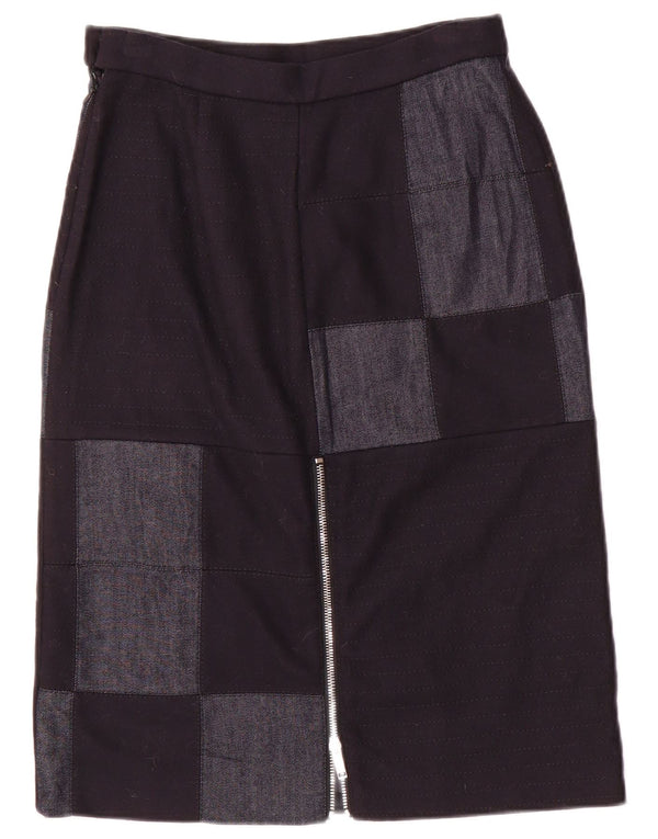 Iceberg Jupe Midi Femme IT 40 Small W26 Bleu Marine Patchwork Nylon
