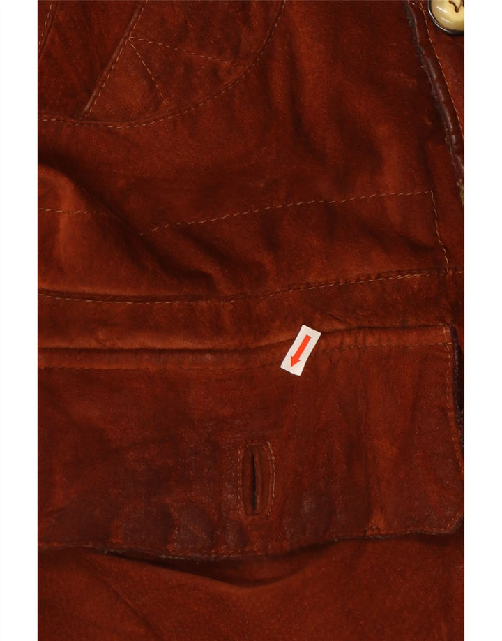veste en daim homme vintage IT 54 2XL Cuir marron